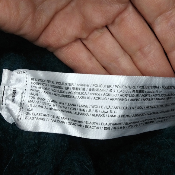 Mango Teal Wool/Alpaca Blend Turtleneck Sweater Mini Dress - Picture 7 of 9